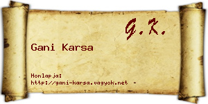 Gani Karsa névjegykártya